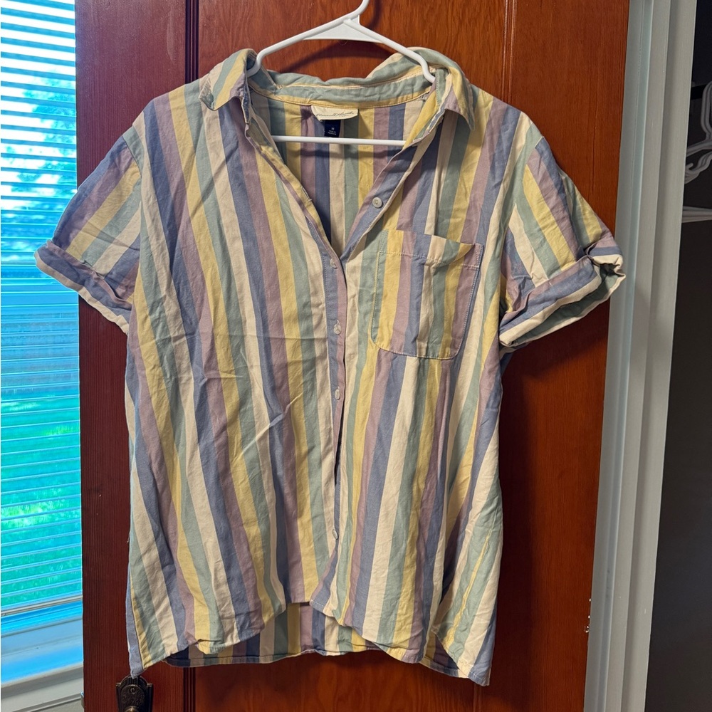 Striped button down collared blouse - target brand - never worn